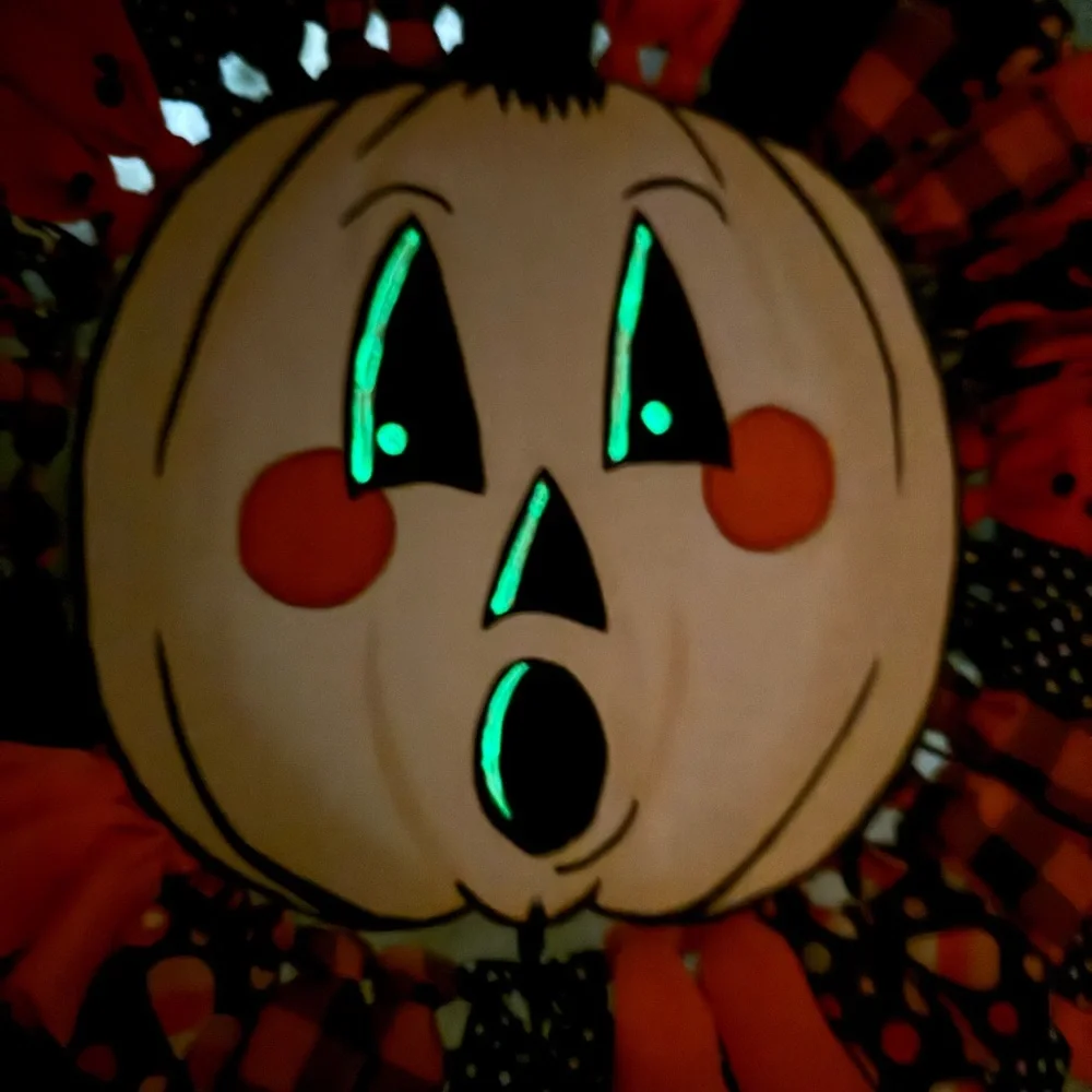 Retro Pumpkin Halloween Rag Wreath